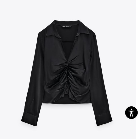Satin shirt with gathering zara Clearance